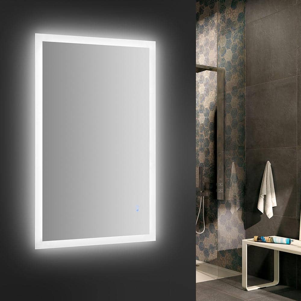 Sleek 48"x30" Frameless Rectangular Vanity Mirror with LED & Fog-Free Technology