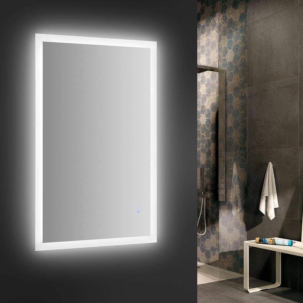 Sleek 48"x30" Frameless Rectangular Vanity Mirror with LED & Fog-Free Technology