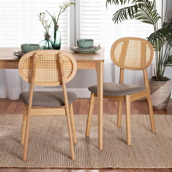 Baxton Studio Darrion Grey and Natural Oak Dining Chair (Set of 2)