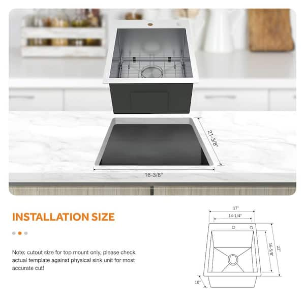 Glacier Bay 17 in. Undermount Gunmetal Black Stainless Steel Single Bowl  Workstation Bar Sink with Black Folding Faucet 4334F-2 - The Home Depot