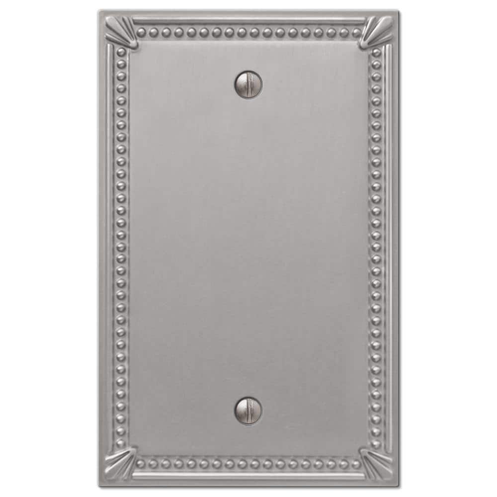 Brushed Nickel Single Blank Decorative Metal Wallplate
