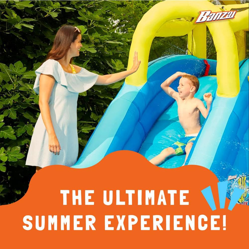 Big Blast Blue and Yellow PVC Inflatable Water Park with Slide and Cannon