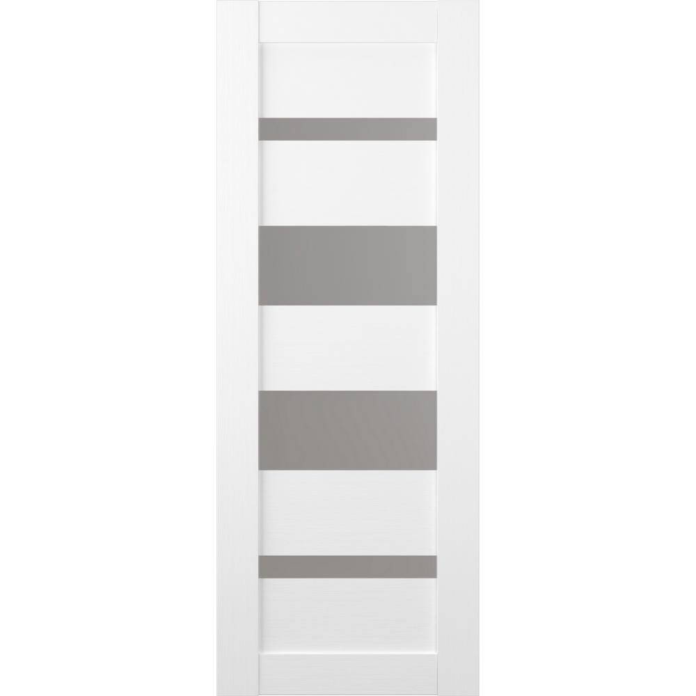 Bianco Noble Frosted Glass and Wood Composite Interior Door Slab
