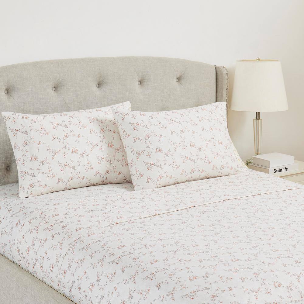 Twin Pink Floral Microfiber Deep Pocket Sheet Set