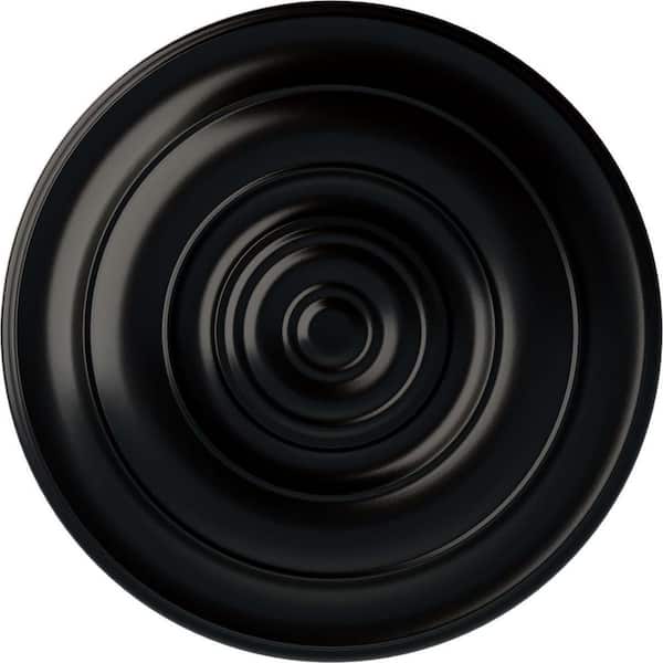 Ekena Millwork 18" x 1-1/2" Niobe Urethane Ceiling Medallion (Fits Canopies upto 8-5/8"), Hand-Painted Jet Black
