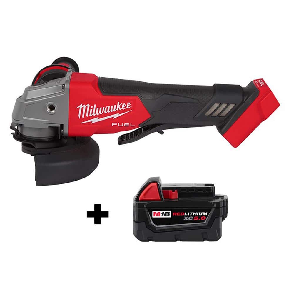 Milwaukee M18 FUEL 18V Lithium-Ion Brushless Cordless 4-1/2 in. ./5 in.  Grinder with Paddle Switch with (1) 5.0 Ah Battery 2880-20-48-11-1850 The  Home Depot