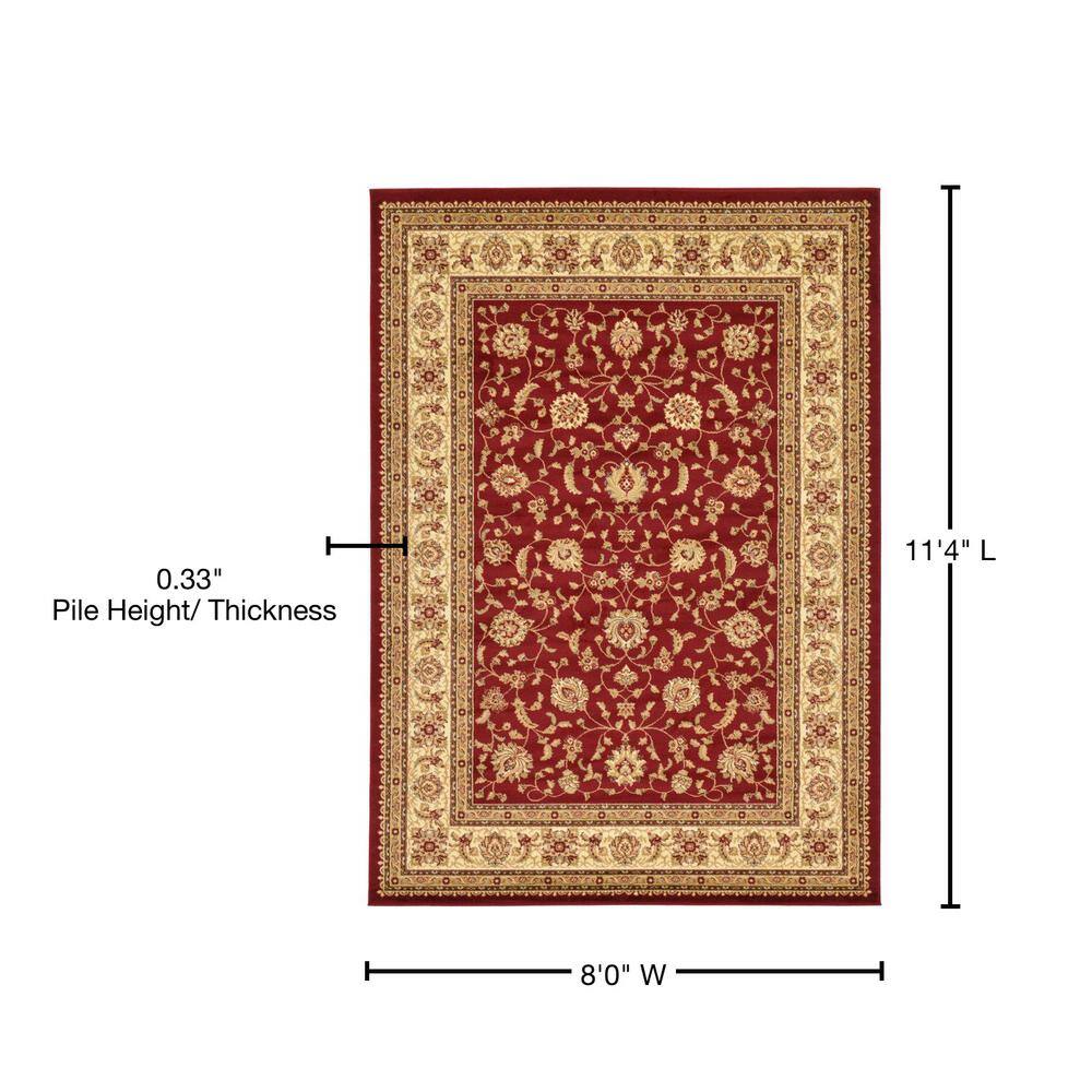 Elegant Aditi 4' x 6' Red Synthetic Stain-Resistant Area Rug
