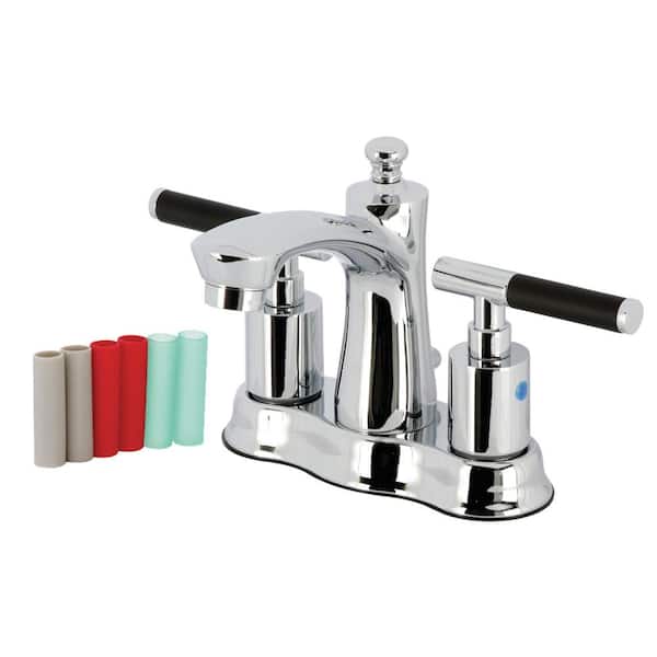 Kingston Brass Kaiser 4 in. Centerset 2-Handle Bathroom Faucet with Plastic Pop-Up in Polished Chrome