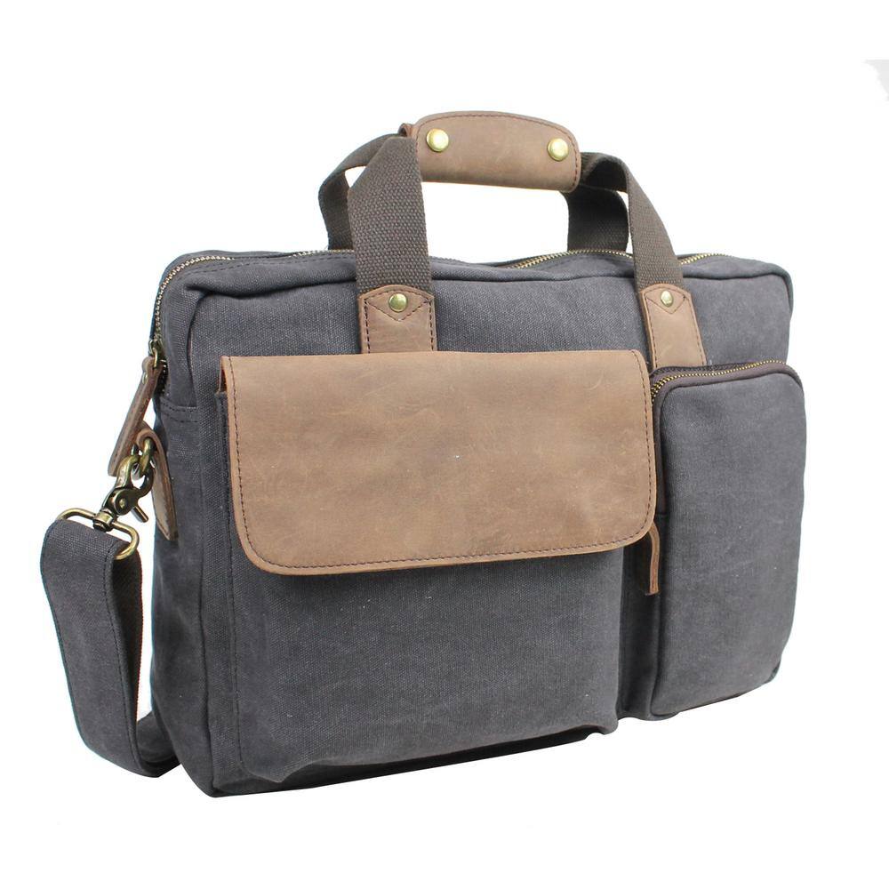 Vagarant 15 in. Gray Casual Canvas Laptop Messenger Bag with 14 in ...
