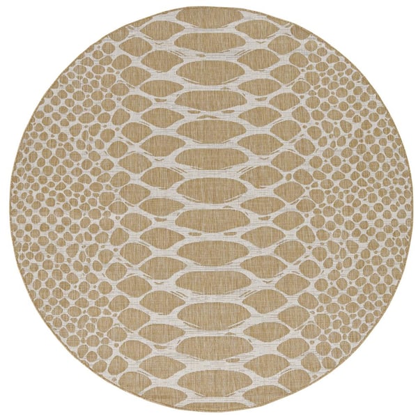 MILLERTON HOME Isla Natural 8 ft. Round Glam Distressed Indoor/Outdoor Area Rug