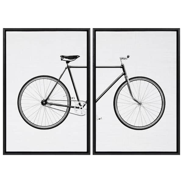 Kate and Laurel Sylvie "Bicycle Canvas" by Simon Te of Tai Prints Framed Canvas Wall Art Set 33 in. x 23 in.