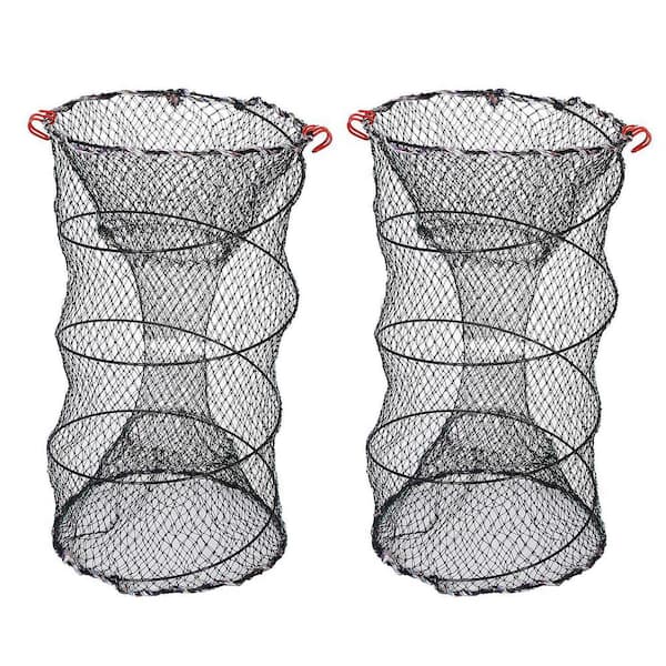 22 in. x 11.8 in. Crab Trap Bait Nets Shrimp Prawn Crayfish Lobster Bait Fishing Pot Cage Basket (2-Piecs)