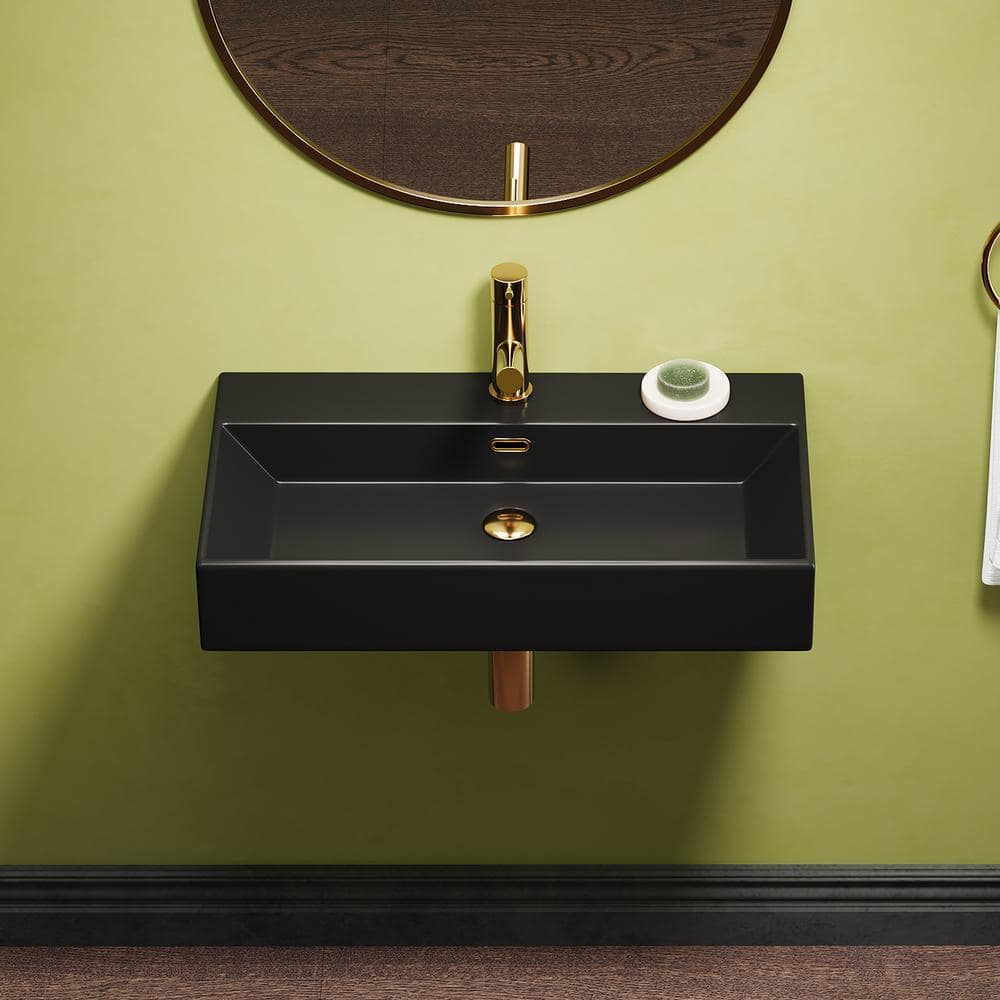 Turner 30" Matte Black Ceramic Wall-Mount Bathroom Sink