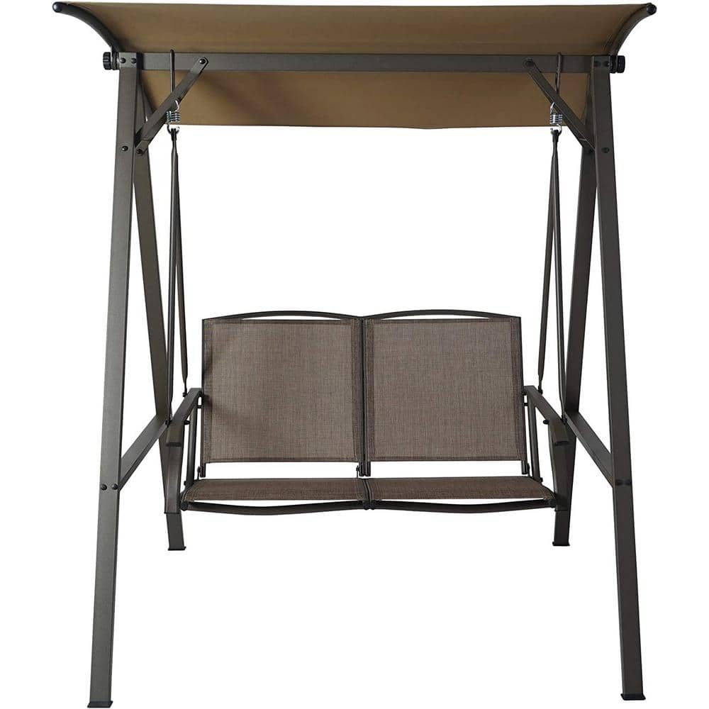 Doris 2-Person Taupe Textilene Outdoor Patio Swing with Metal Frame