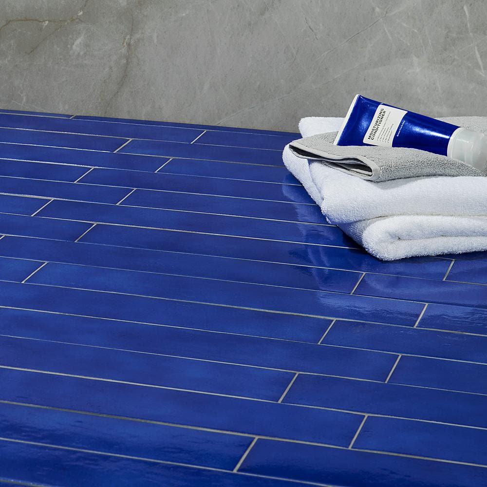 Poseidon Blue Glossy Porcelain Rectangular Tile 3" x 18"