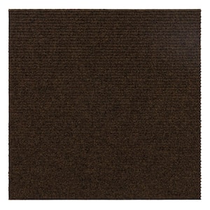 Wide Wale - Brown Commercial/Residential 18 x 18 in. Peel and Stick Carpet Tile Square (22.5 sq. ft.)
