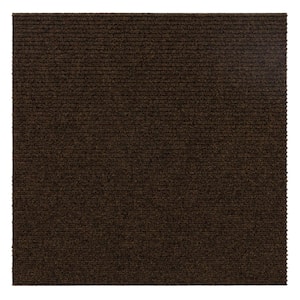 Abenake Grey Ribbed Residential 18 in. x 18 in. Peel and Stick Carpet Tile  (10-Tiles/Box) (22.5 sq. ft.)