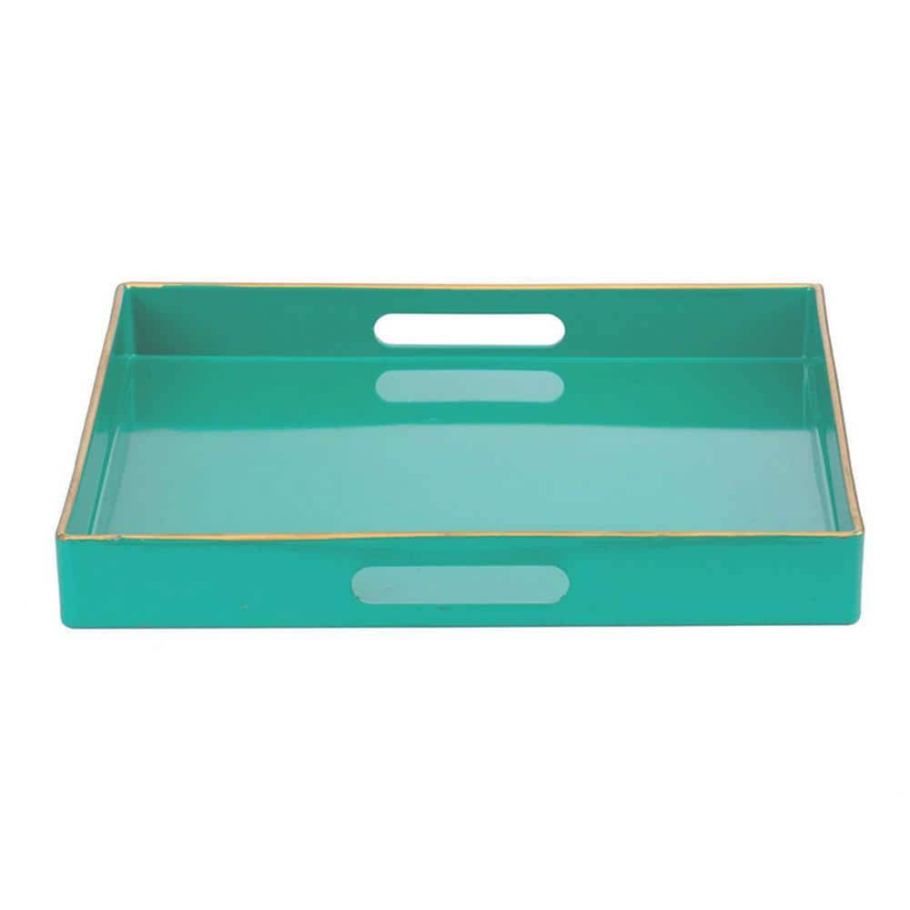 Mimosa Turquoise Square Tray with Elegant Cutout Handles