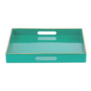 Green Plastic Square Tray With Cutout Handles