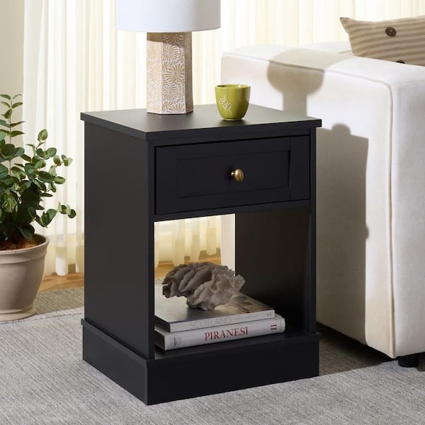 Shafa 17.7 in. Black Rectangle Wood End Table