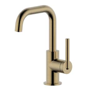Kree Single Hole Single-Handle Bathroom Faucet Rust and Spot Resist with Drain Assembly in Brushed Gold