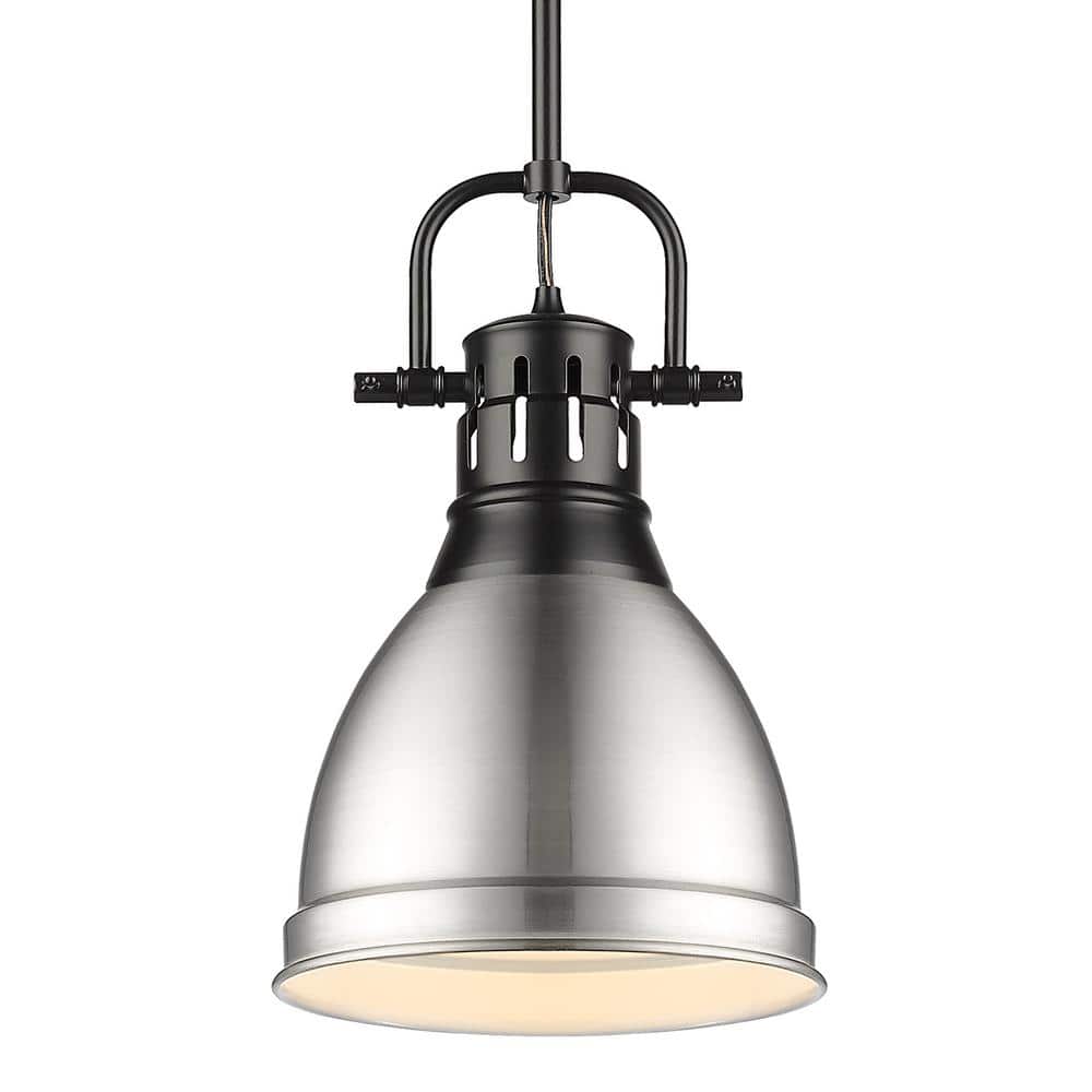 Duncan 100-Watt 1-Light Matte Black Pendant Light with Silver Shade and No Bulbs Included price history on PriceWatchPro