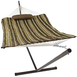 12 ft. L Rope Hammock Bed Combo with Stand, Pad and Pillow in Desert Stripe