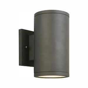Rodham 8 in. Black Integrated LED Hardwired Outdoor Wall Light Lantern Sconce