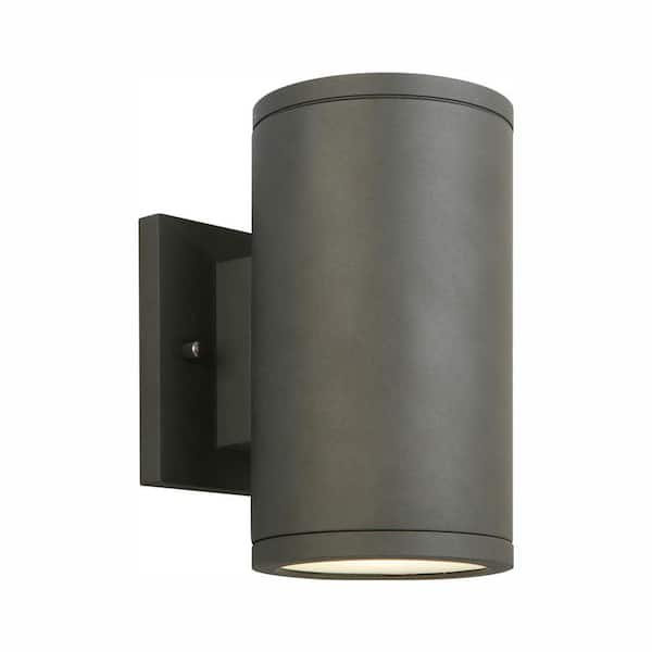 Home Decorators Collection Rodham 8 in. Black Integrated LED Hardwired Outdoor Wall Light Lantern Porch Sconce