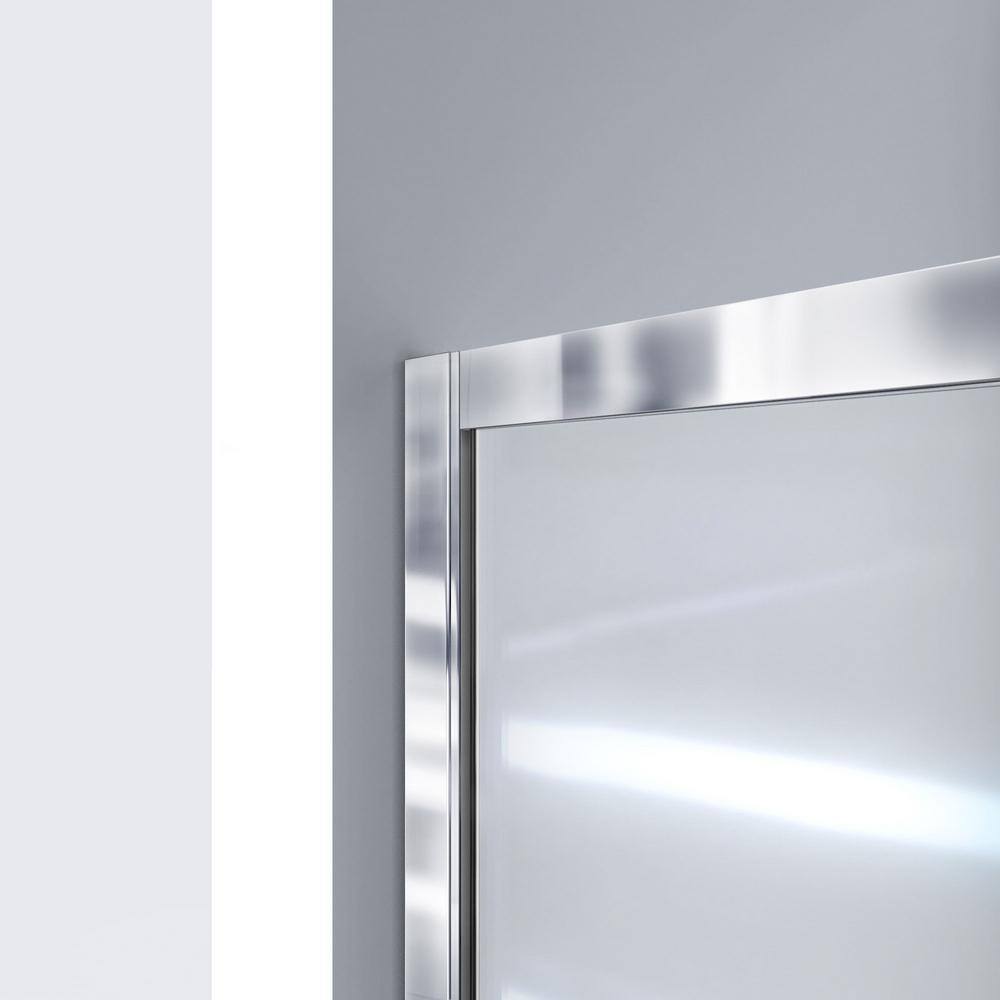 Matte Black Clear Glass Sliding Shower Kit with Left Drain