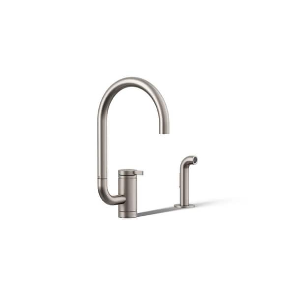 Components 1 Handle Deck Mount Standard Kitchen Faucet in Vibrant Stainless