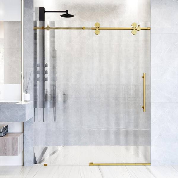 VIGO Elan 56 to 60 in. W x 74 in. H Sliding Frameless Shower Door in