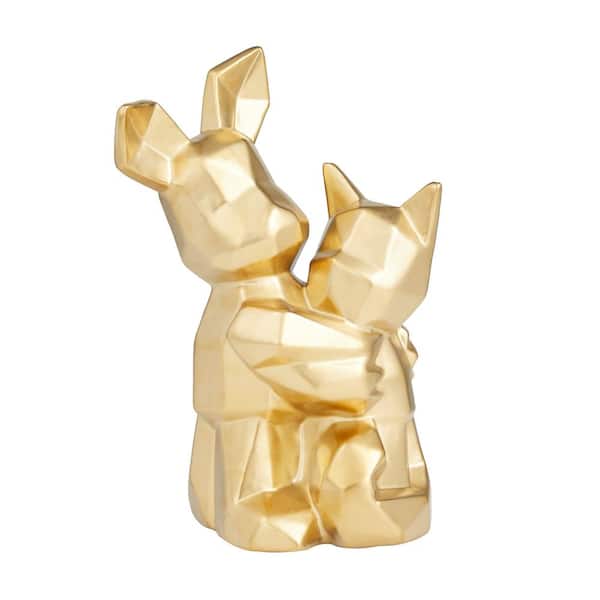 CosmoLiving by Cosmopolitan Gold Porcelain Cubist Dog Sculpture