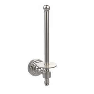 Retro Wave Collection Upright Single Post Toilet Paper Holder in Satin Nickel