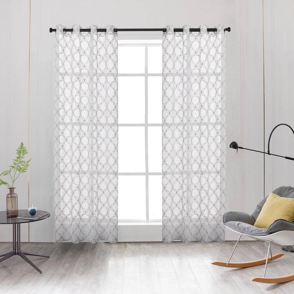 Lyndale Decor Amelia 54 in.L x 52 in. W Sheer Polyester Curtain in Lake