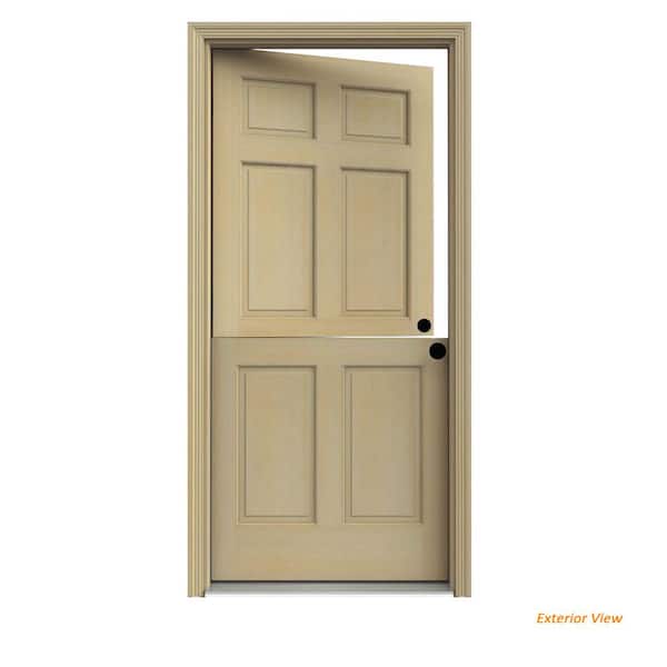JELD-WEN 32 in. x 80 in. 6-Panel Unfinished Dutch Wood Prehung