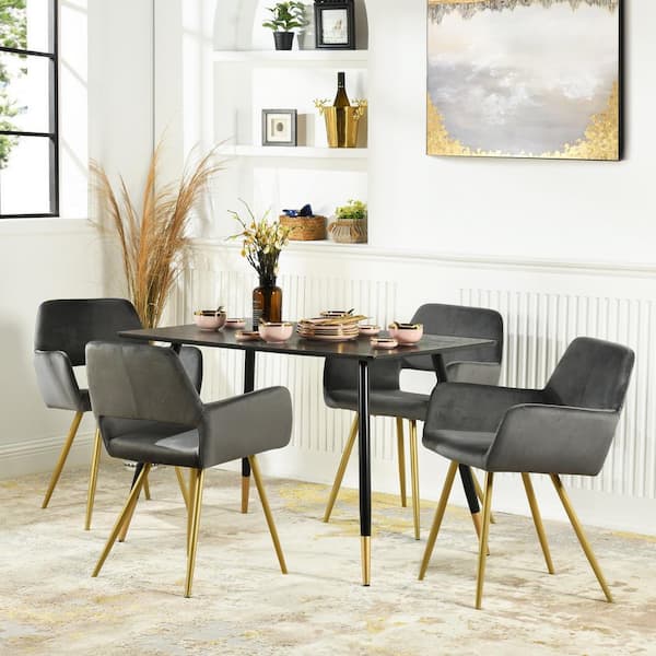 Grey dining chair with best sale gold legs