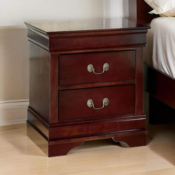 Deyr Bronze and Brown 2-Drawer 21.63 in. W Nightstand with Louis Philippe Molding