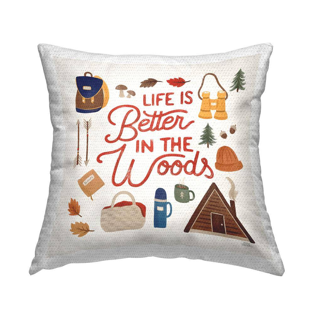 Life Better In Woods Phrase Multi-Color Square Outdoor Throw Pillow price history on PriceWatchPro