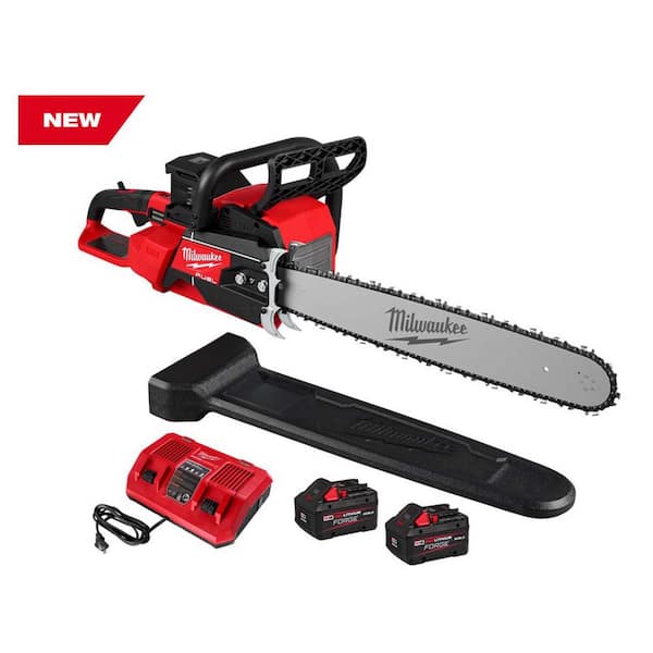 M18 FUEL 18V Brushless Cordless 20 in. Dual Battery Chainsaw Kit with (2) 8.0 Ah FORGE Batteries, Dual Bay Rapid Charger