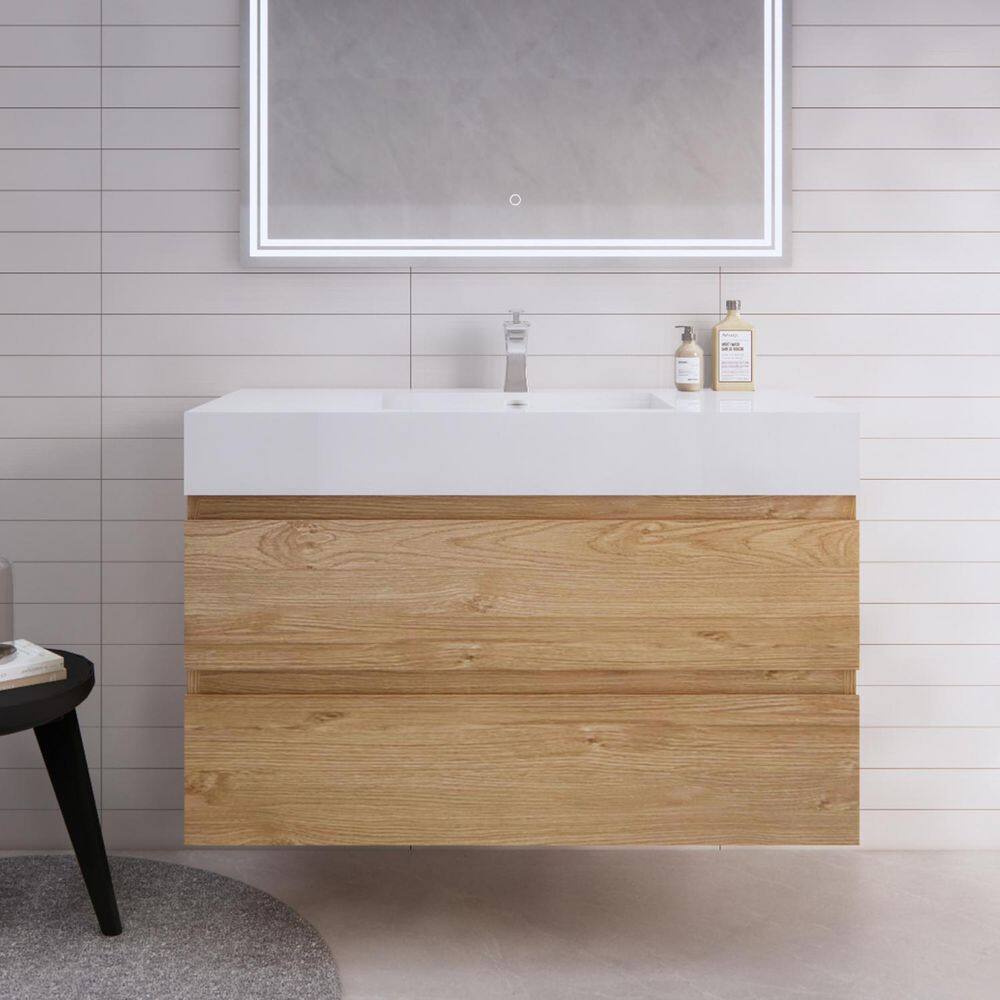 Monterey 42 in. W x 20 in. D x 26 in. H Single Sink Floating Bath Vanity in New England Oak with White Acrylic Top price history on PriceWatchPro