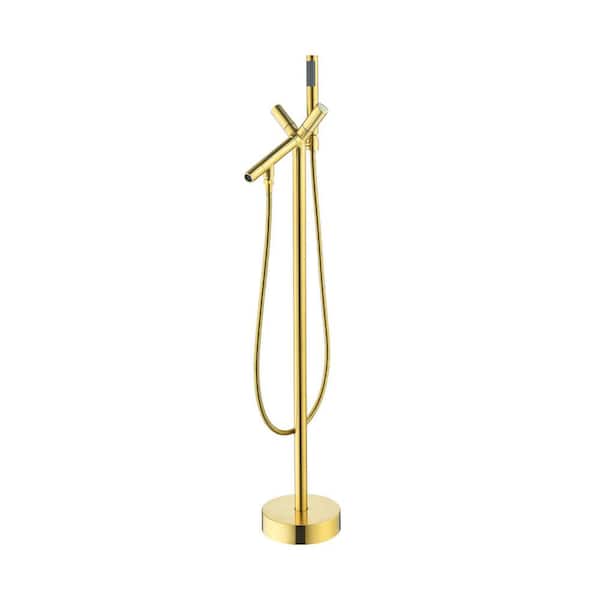 Altair Brulon 2-Handle Freestanding Tub Faucet with Handshower in Brushed Gold