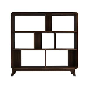 Leva 49.5 in. H, MDF Walnut Double Bookcase