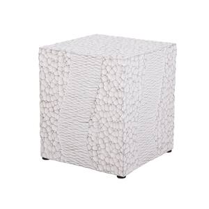 Sungrd Dark Gray Round Stone Faux Wood Outdoor Side Table LWM-W1209318