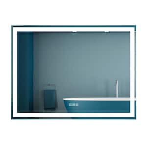36 in. W x 48 in. H Large Rectangular Frameless with Backboard Anti-Fog Wall Mount Bathroom Vanity Mirror in Silver