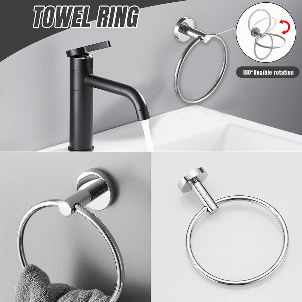 5-Piece Brushed Chrome Stainless Steel Bathroom Hardware Set