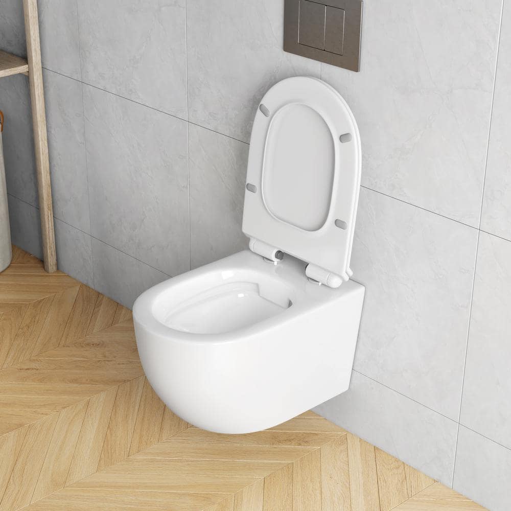Hampton White Wall Mounted Dual Flush Toilet