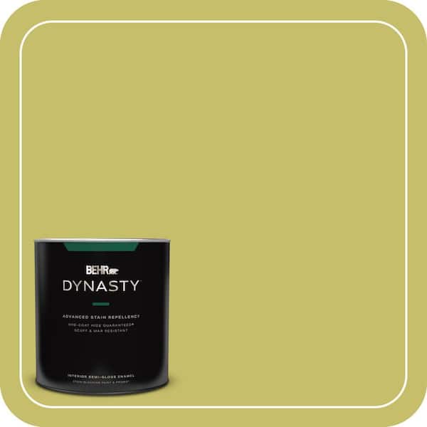 BEHR DYNASTY 1 qt. #P350-5 Go Go Lime Semi-Gloss Enamel Interior Stain-Blocking Paint and Primer