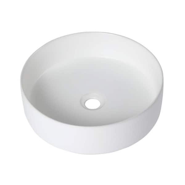FUNKOL Bathroom White Ceramic Round Vessel Sink