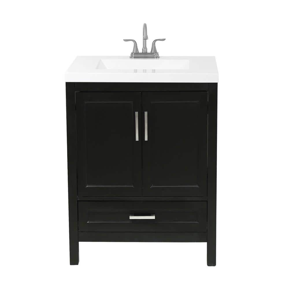 Amluxx Salerno 25 In. Bath Vanity In Espresso With Cultured Marble 